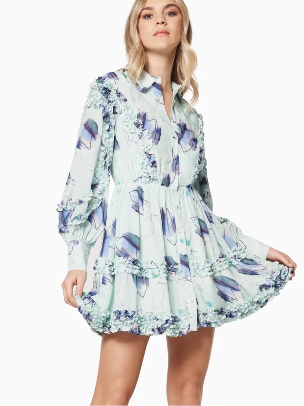 Elliatt Fond Mini Button Down Dress L